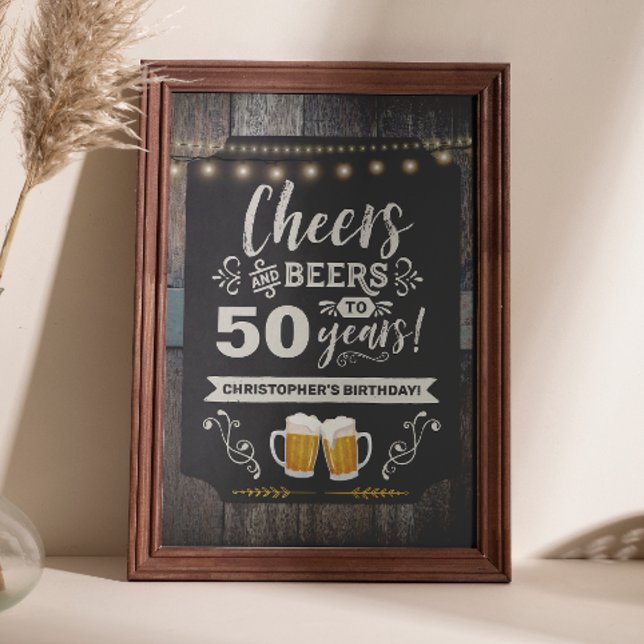 Cheers & Beers 50th Welcome Sign 20x30 (Cheers & Beers 50th Welcome Sign 20x30)