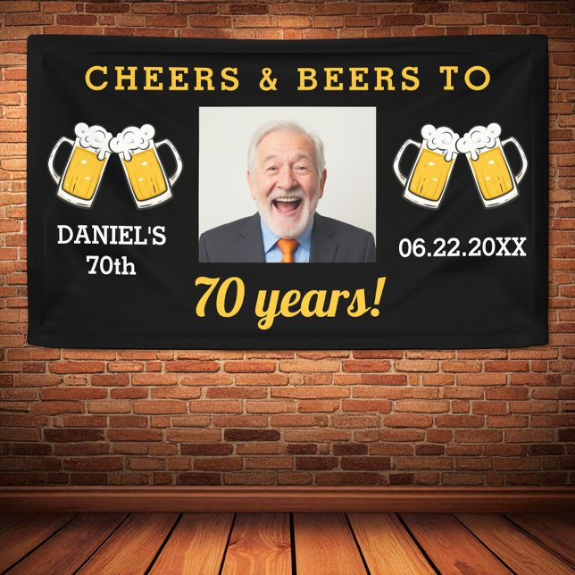 Cheers & Beers 70 Years Birthday Photo Keepsake Banner (Creator Uploaded)