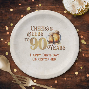 Cheers & Beers 90th Birthday Paper Plate