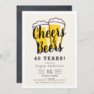 Cheers & Beers Adult Birthday Party Invitation