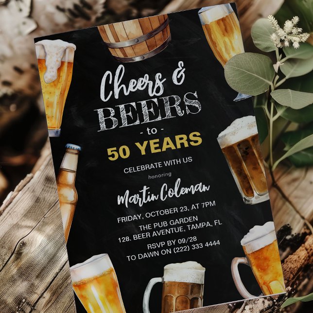 Cheers & Beers Any Age Fun Adult Birthday Invitation (Creator Uploaded)