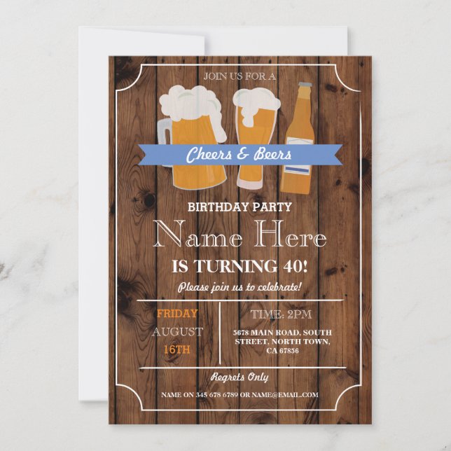 Cheers & Beers BBQ Birthday Party ANY AGE Invite (Front)