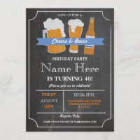 Cheers & Beers BBQ Birthday Party ANY AGE Invite