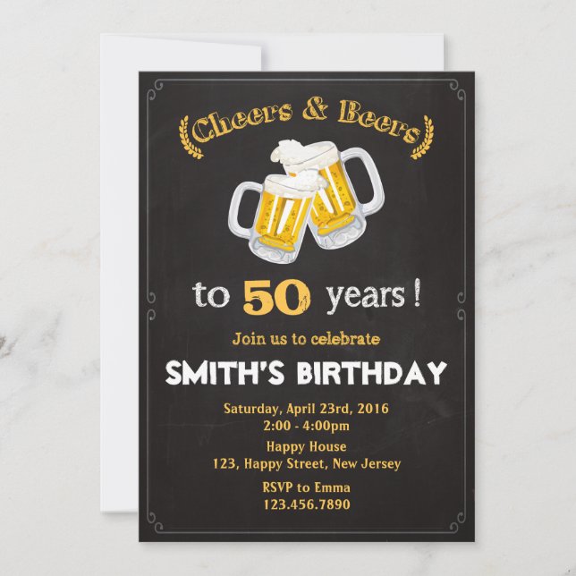 Cheers & Beers Birthday Invitation - Any Age (Front)