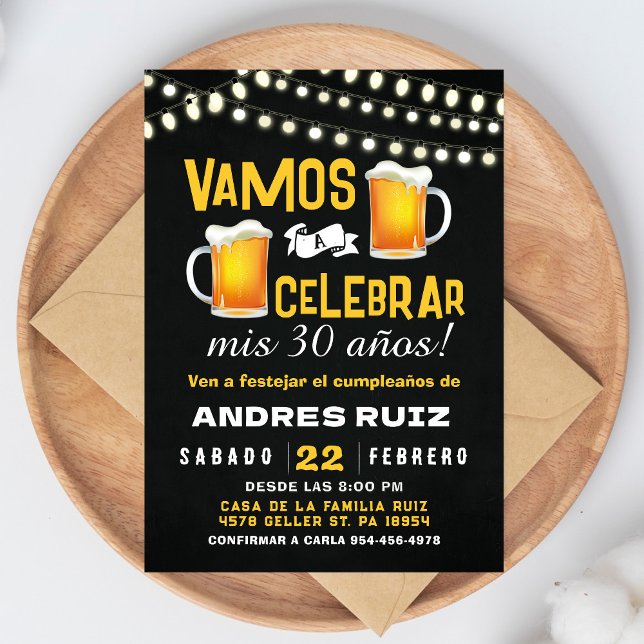Cheers & Beers Birthday Invitation Spanish Invite (Creator Uploaded)