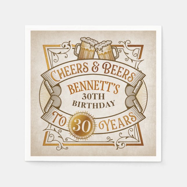 Cheers Beers Birthday Napkin (Front)