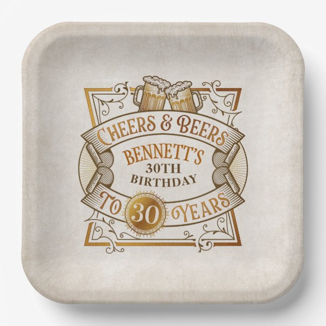Cheers Beers Birthday Paper Plate (Front)