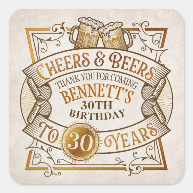 Cheers Beers Birthday Square Sticker (Front)