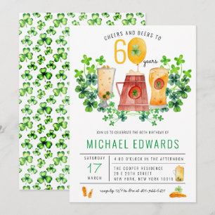 Cheers Beers Birthday St Patrick's Day Party Invitation