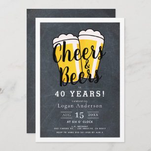 Cheers & Beers Chalkboard Adult Birthday Party Invitation