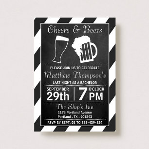 Cheers & Beers Chalkboard Bachelor Party Invitation