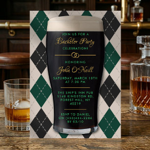 Cheers & Beers Guinness Pint Bachelor Party Invitation