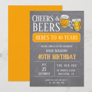 Cheers & Beers Masculine 40th Birthday Party Invitation