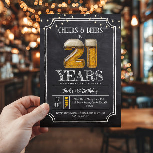 Cheers & Beers Men's 21st Birthday Invitation