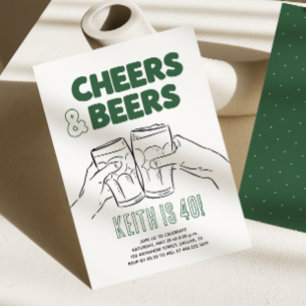 Cheers & Beers Mens 30, 40, 50, 60 Birthday Invitation