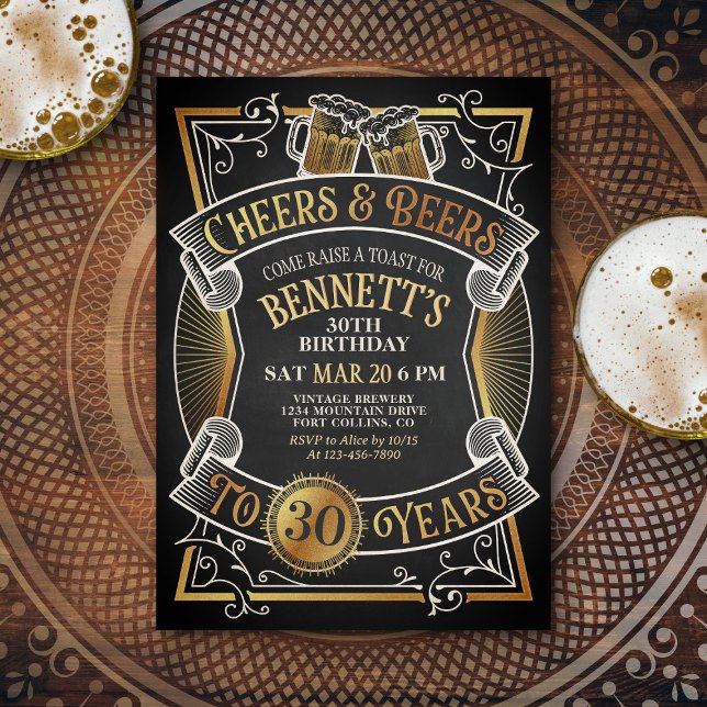 Cheers Beers Mens Funny Birthday Invitation (Creator Uploaded)