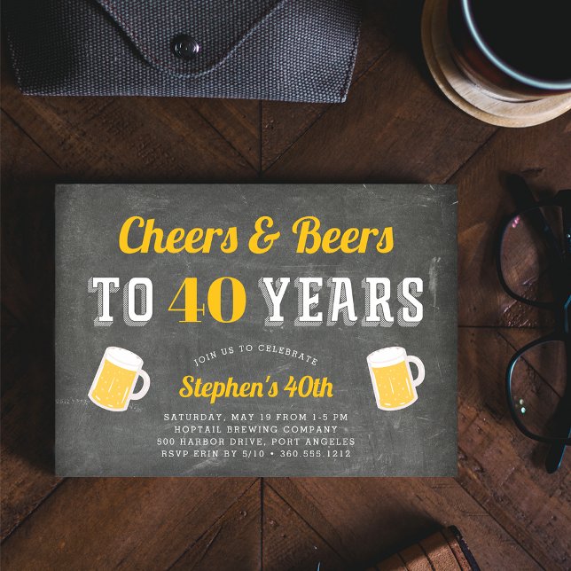 Cheers & Beers Milestone Birthday Party Invitation (Creator Uploaded)