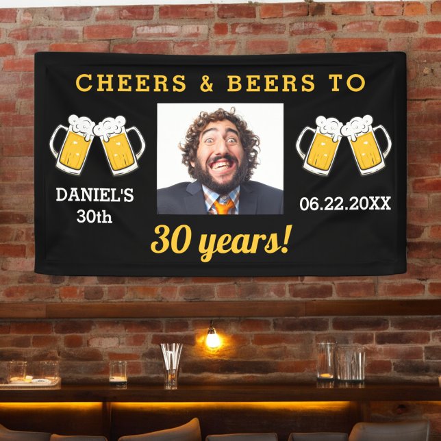Cheers & Beers Milestone Birthday Photo Keepsake Banner (Creator Uploaded)