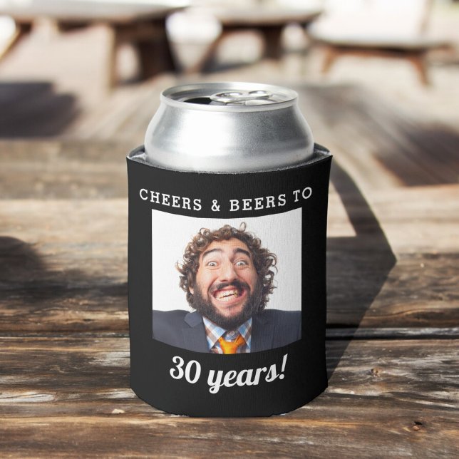 Cheers & Beers Milestone Birthday Photo Keepsake Can Cooler (Creator Uploaded)