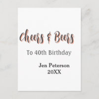 Cheers & beers to 40th birthday gray name year sin