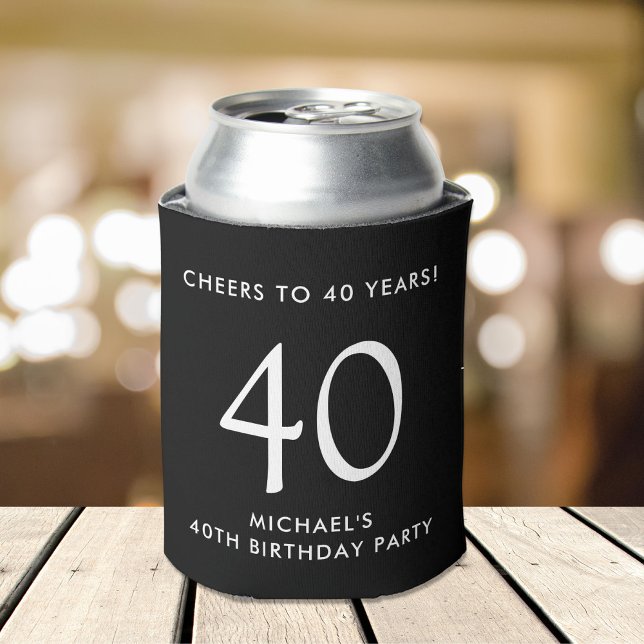 Cheers Black 40th Birthday Party Can Cooler (Creator Uploaded)