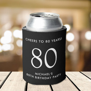 Cheers Black 80th Birthday Party Can Cooler
