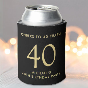Cheers Black Gold 40th Birthday Party Can Cooler