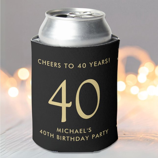 Cheers Black Gold 40th Birthday Party Can Cooler (Creator Uploaded)