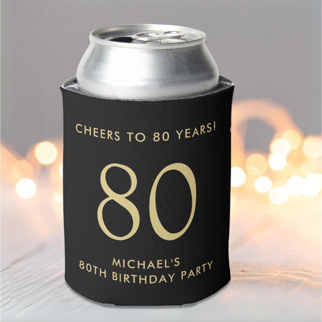 Cheers Black Gold 80th Birthday Party Can Cooler (Creator Uploaded)
