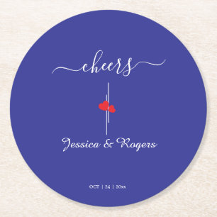 Cheers Blue Wedding Personalised Paper Coaster