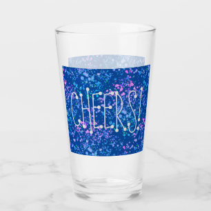Cheers! Blue with Pink,Blue Purple Splatter Glass