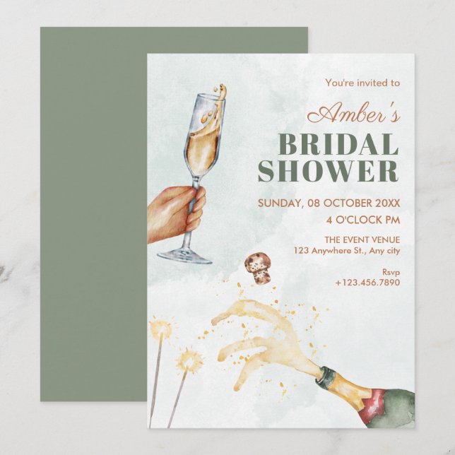 Cheers bridal shower invitation (Front/Back)