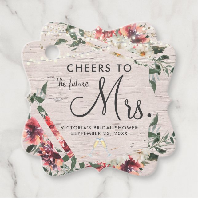 Cheers | Bridal Shower Wedding Favour Tags (Front)