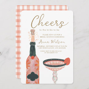 Cheers Bridal Shower Wine Glass Pink Invitation