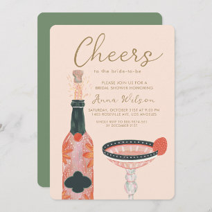 Cheers Bridal Shower Wine Glass Pink Invitation