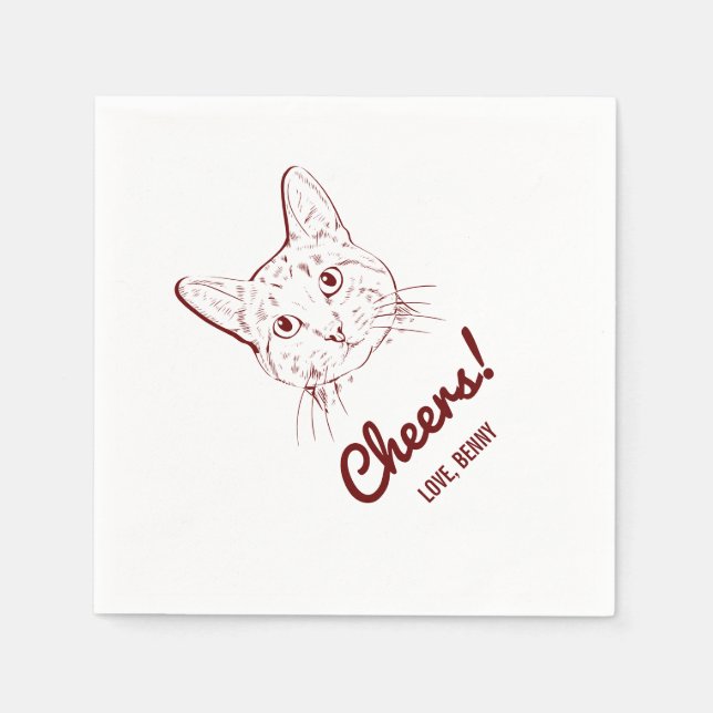 Cheers! Cat Wedding Napkins (Front)