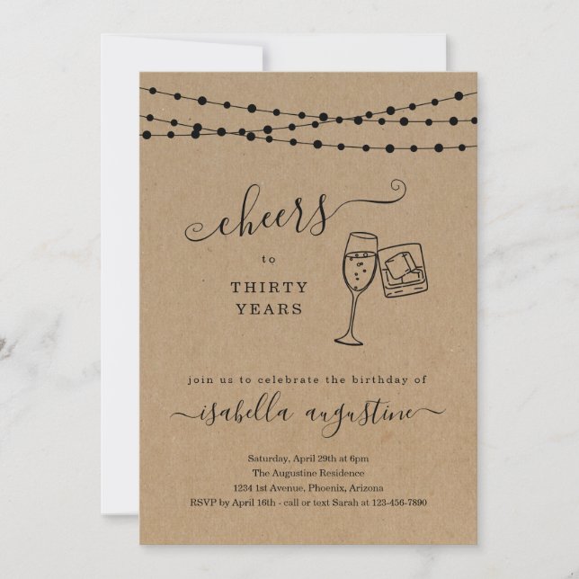 Cheers Champagne & Whiskey Birthday Invitation (Front)