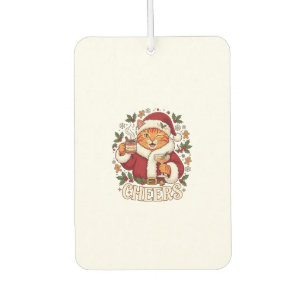 Cheers Christmas Orange Cat Santa Hat Drinks Ginge Car Air Freshener