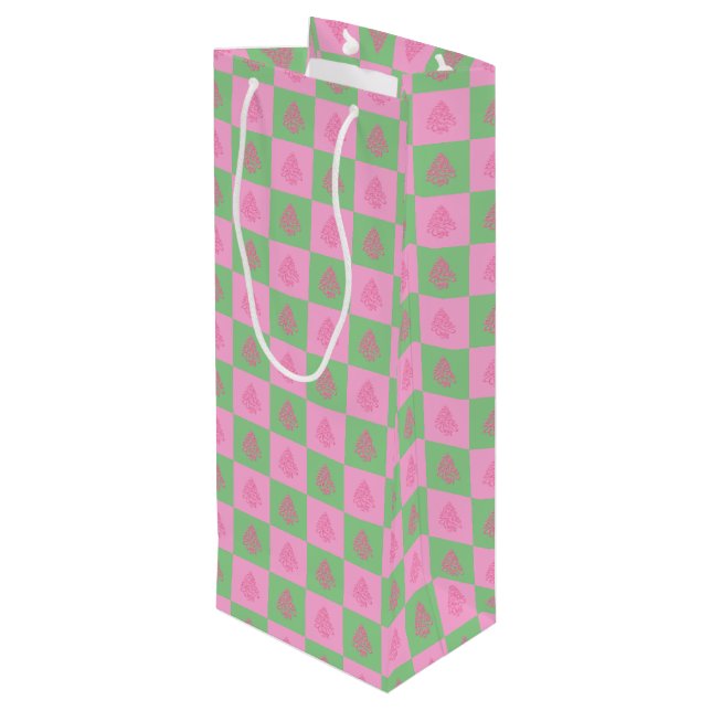 CHEERS CHRISTMAS TREES-4-WINE GIFT BAG (Back Angled)