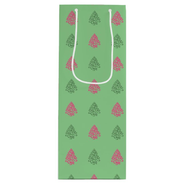 CHEERS CHRISTMAS TREES-5-WINE GIFT BAG (Front)