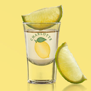 Cheers Citrus Lemon Yellow Summer Monogram Shot Glass