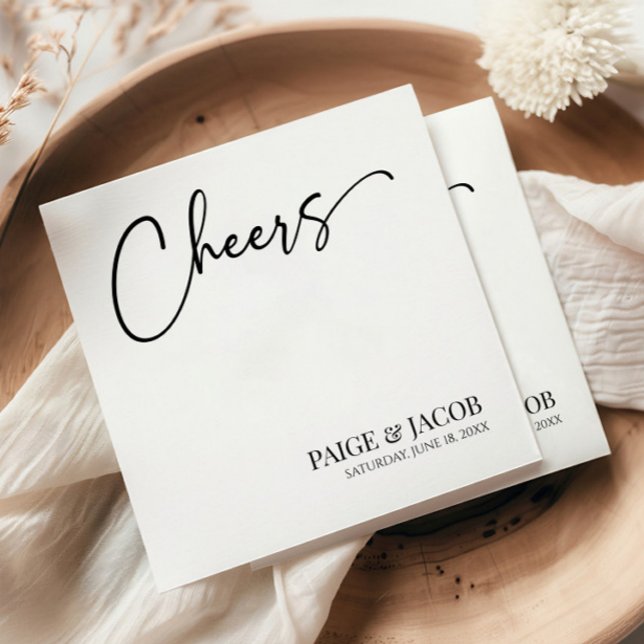 Cheers Classic Modern Minimal Minimalist Wedding Napkin (Creator Uploaded)