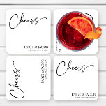 Cheers Classic Modern Minimal Minimalist Wedding Square Paper Coaster<br><div class="desc">These are "Cheers" Classic Modern Minimal Minimalist Simple Wedding Paper Coasters!</div>