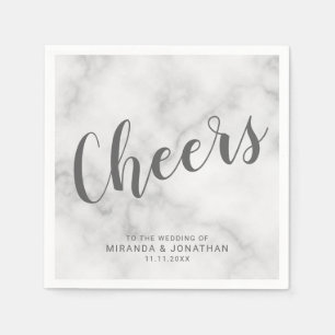 'Cheers' Classy Elegant Marble Wedding Napkin