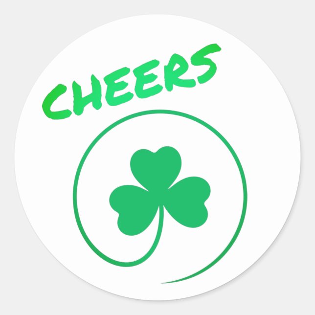 Cheers Clover Shamrock Irish Green St Patricks Day Classic Round Sticker (Front)