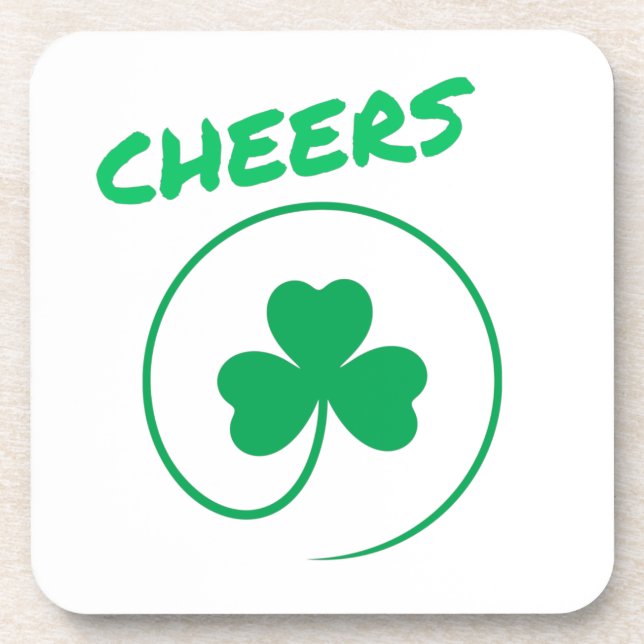 Cheers Clover Shamrock Irish Green St Patricks Day Coaster (Front)