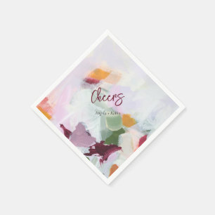 Cheers Colourful Abstract Art Personalised Event Napkin