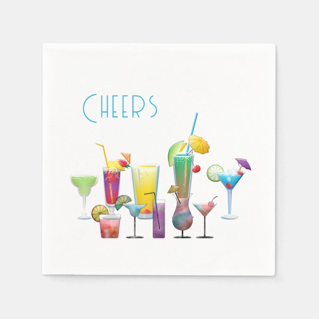 Cheers, Colourful Cocktails Fun  Napkin (Front)