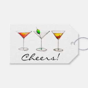 Cheers! Cosmo Martini Manhattan Cocktail Glass Tag
