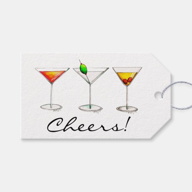 Cheers! Cosmo Martini Manhattan Cocktail Glass Tag (Front (Horizontal))